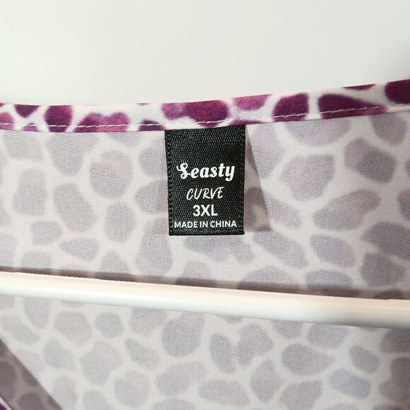 Animal Print Purple White Dress Plus Size - Picture 6 of 7